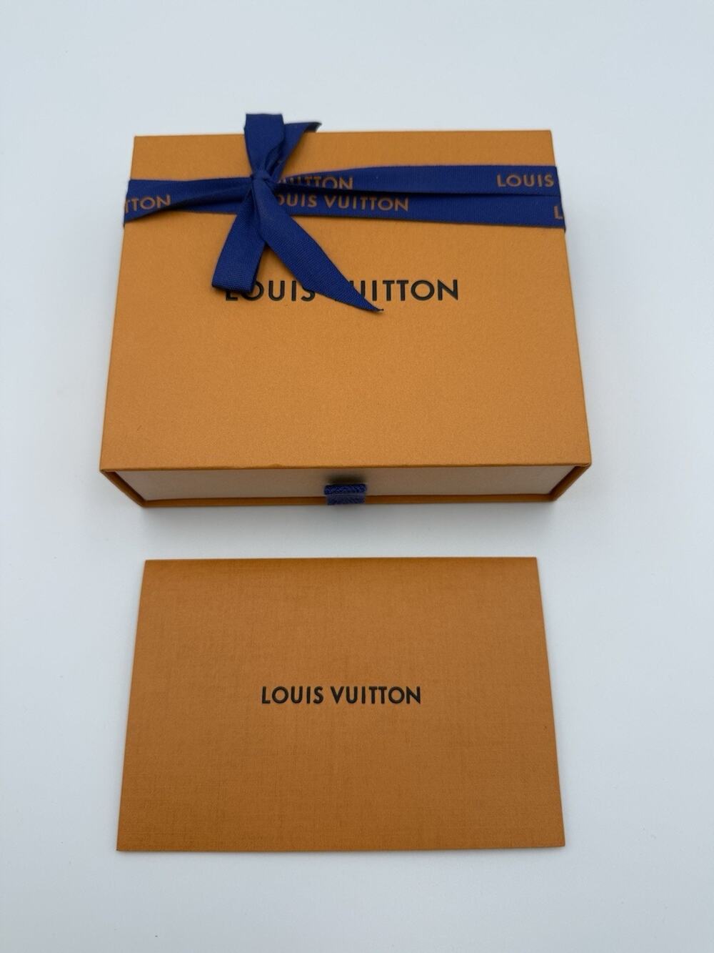Authentic Louis Vuitton Small Orange Slide Box Ribbon Envelope 5” x 5.75”